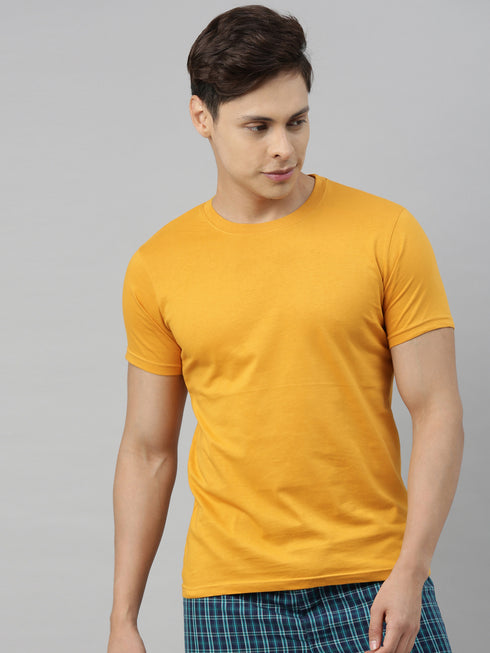 Yellow solid Crew Neck T-shirt